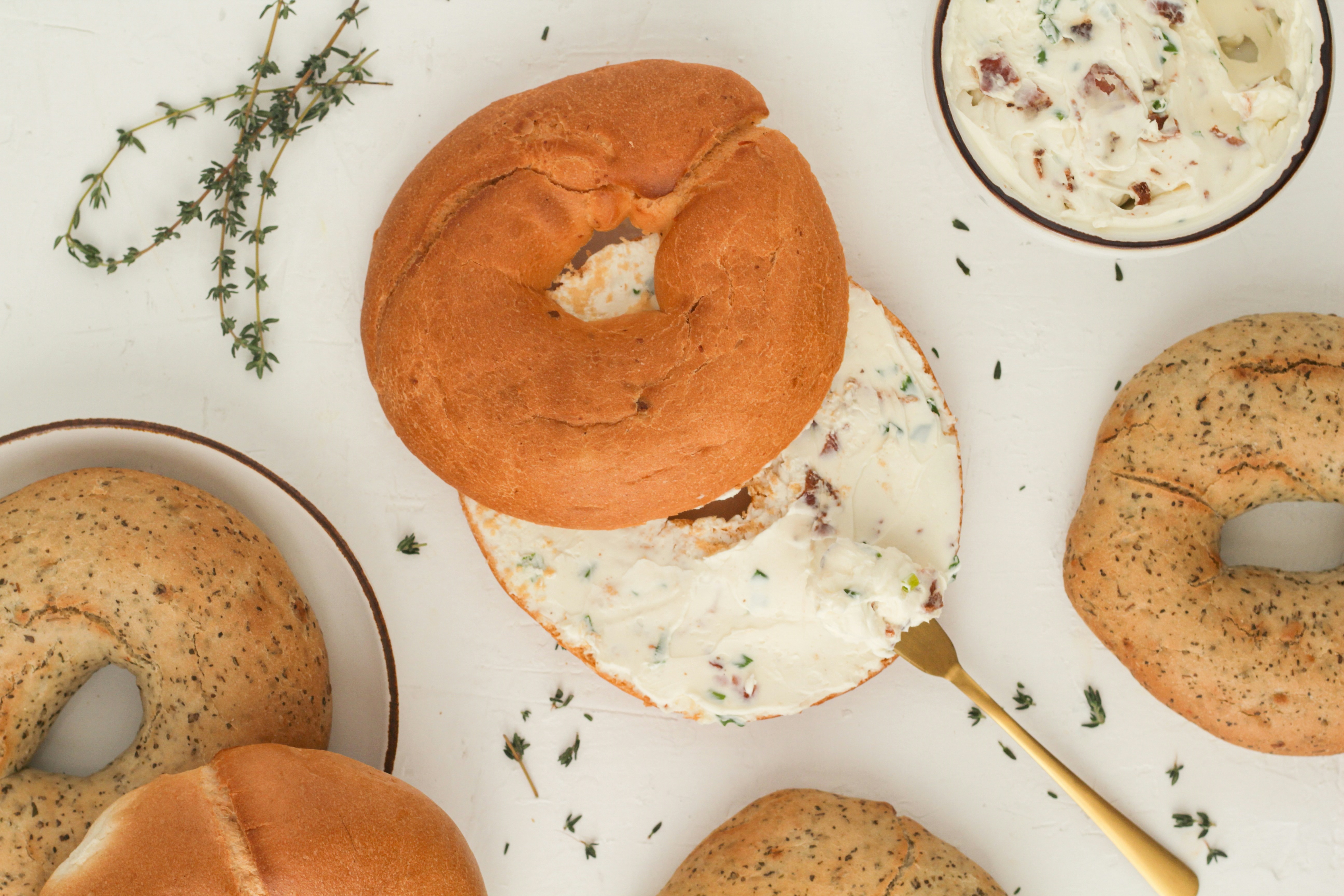 Creamy Ham and Green Onion Bagel