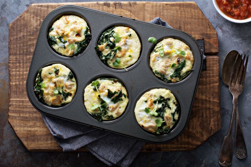 High-protein Mediterranean egg muffins with kale and turkey