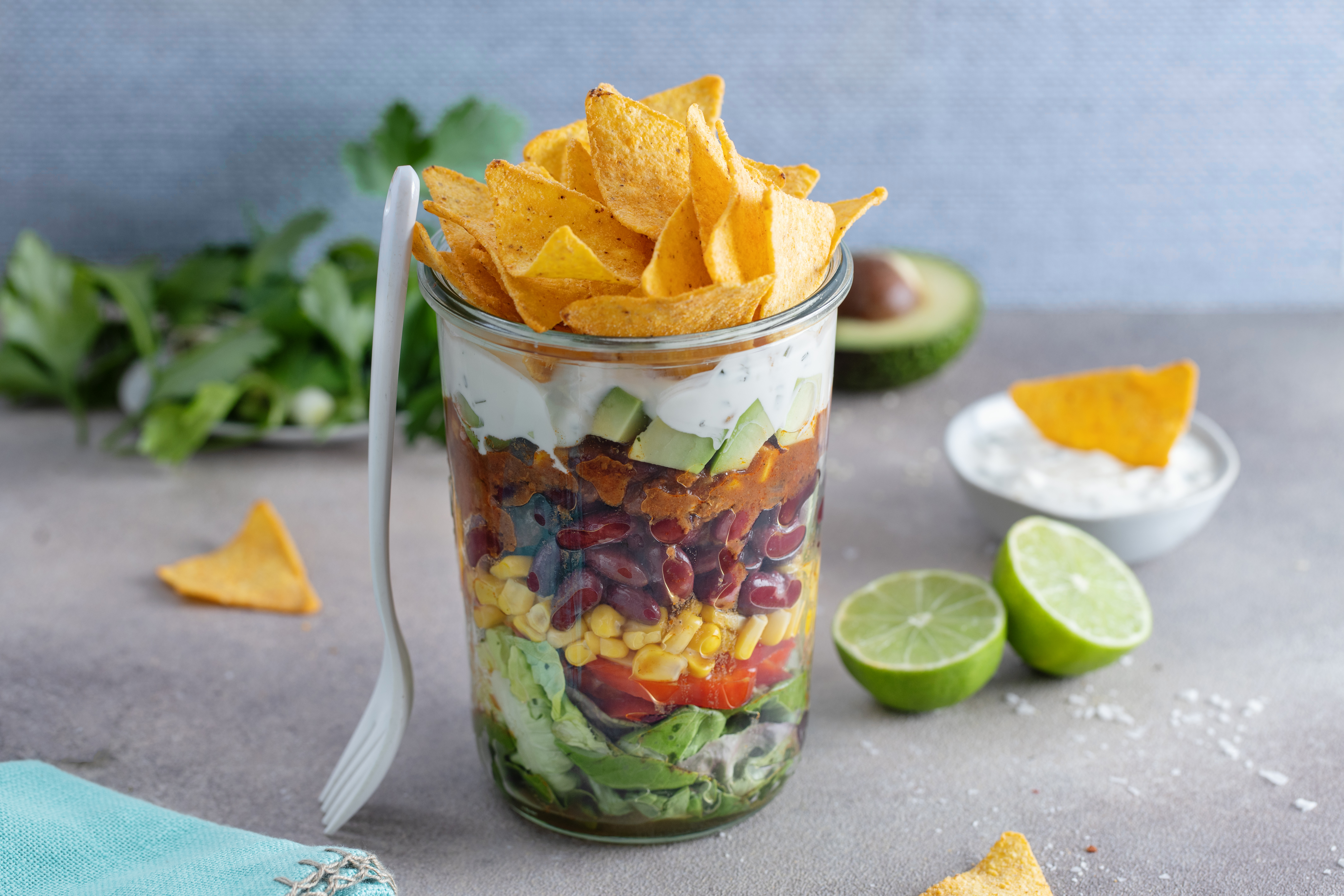 layered ham and taco salad