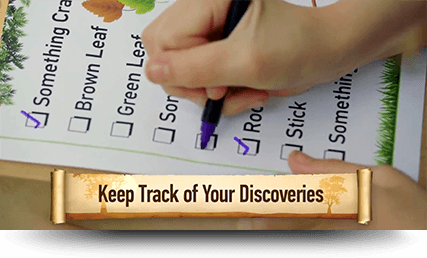 hand checking items off a list with foreground that says: keep track of your discoveries