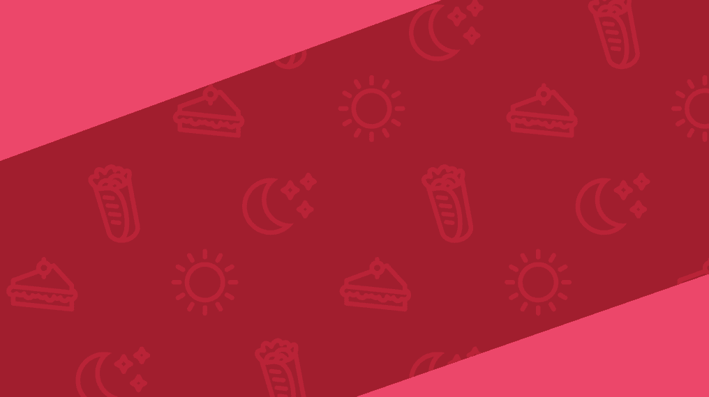 red background image with food icons