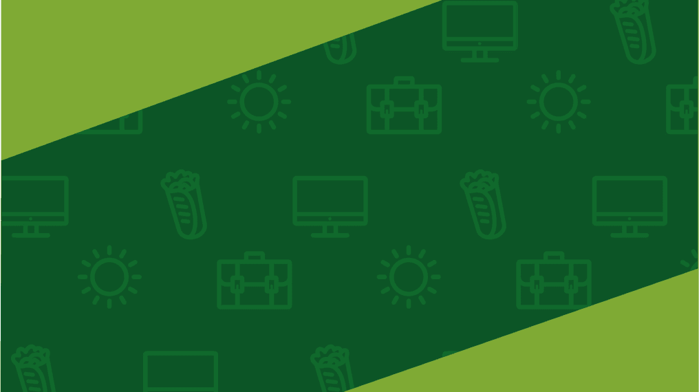 green and yellow background image with food icons