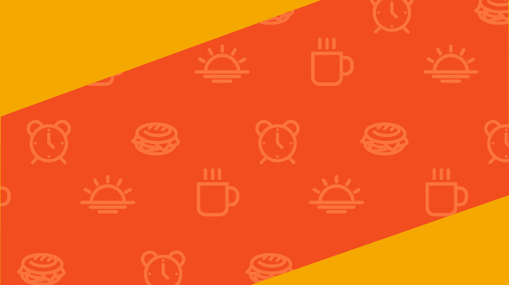 orange and yellow background image with food icons
