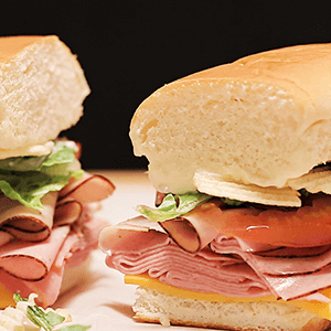 sandwich with two types of ham