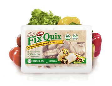 Buddig fix quix grilled chicken breast strips in its packaging